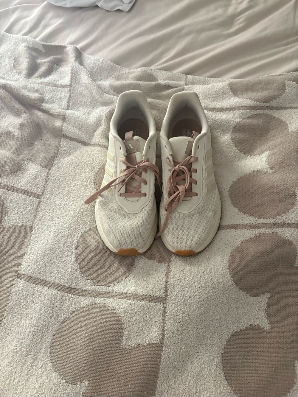 adidas Women's Cream Running Shoes with Pink Accents